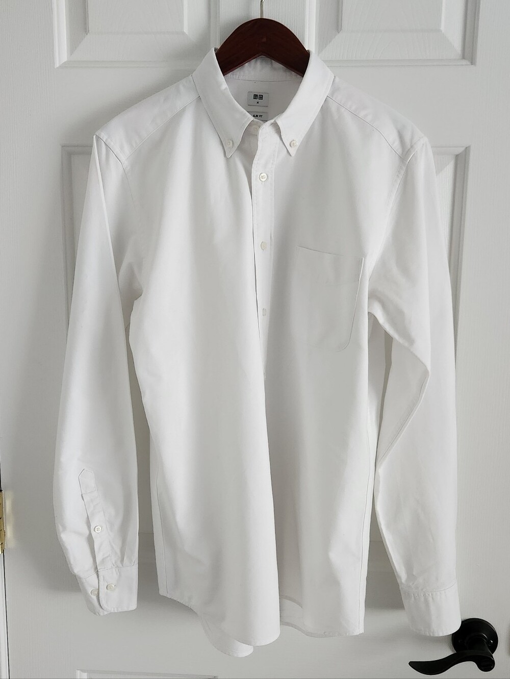 Uniqlo Men’s Unisex White Button-Down Oxford Shirt Chest Pocket NWOT 100% Cotton